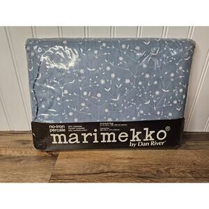 Vintage Sealed Marimekko Dan River ONE King Flat Sheet 108 x 102 in Meadow Blue